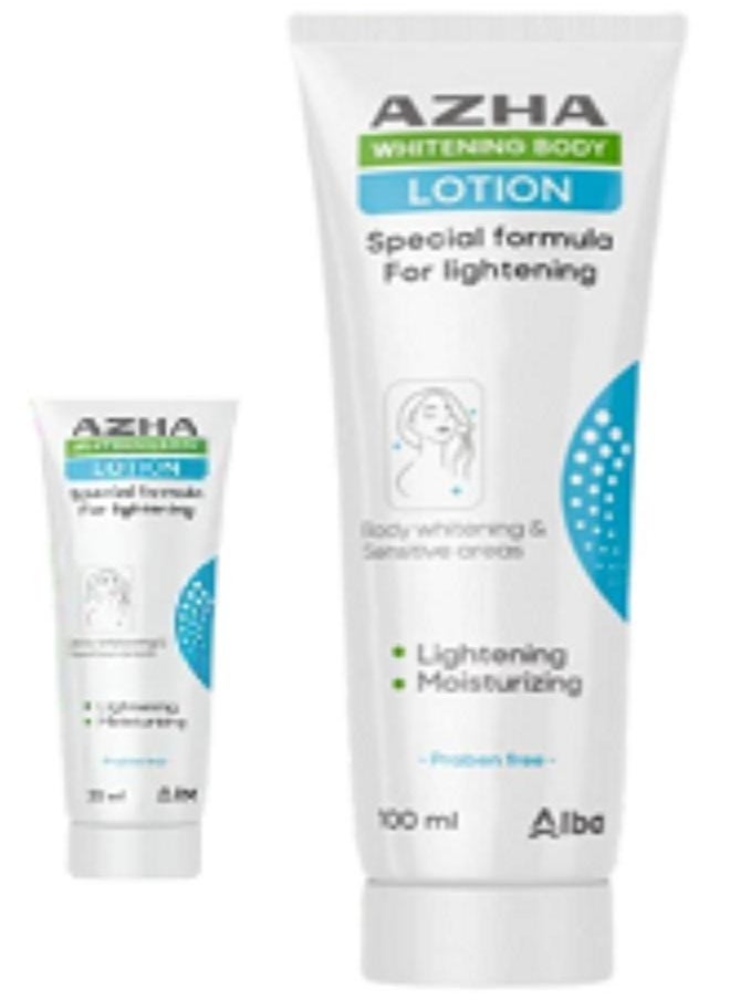 AZHA - 2 Pieces Whitening Body Lotion Special Formula For Lightening 100 gm+ Whitening Body Lotion Special Formula For Lightening 25gm - Image 1