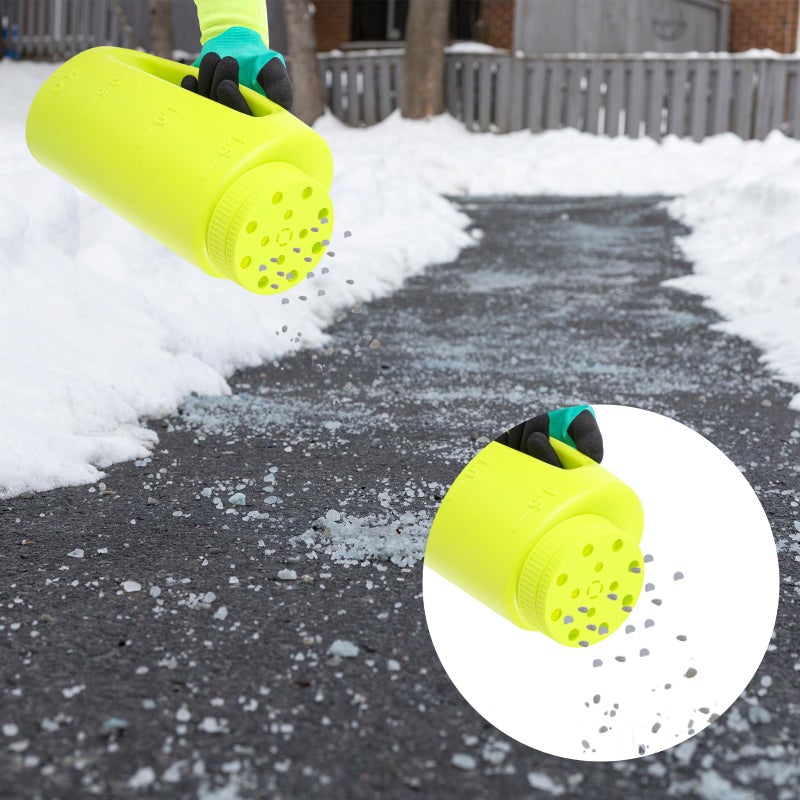 Tioncy Handheld Spreader Set with Scoop and Gloves for Salt Spreader, Ice Melt, Seed, Deicing and Fertilizer, Adjustable Portable Spreaders for Yard and Garden Snow Removal, up to 2l(Green) - Image 4