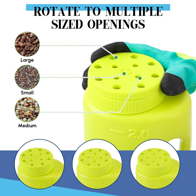 Tioncy Handheld Spreader Set with Scoop and Gloves for Salt Spreader, Ice Melt, Seed, Deicing and Fertilizer, Adjustable Portable Spreaders for Yard and Garden Snow Removal, up to 2l(Green) - Image 3