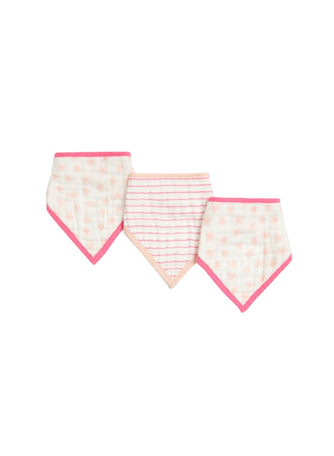 mothercare Pack Of 3 Dribbler Pink Star Muslin Girls - Image 1