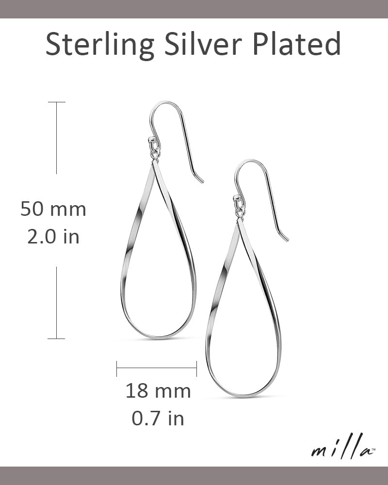 MILLA Teardrop Earrings - Designer Silver Statement Earrings or Gold Dangle Earrings for Women Trendy Upscale Dangly Earrings (Teardrop/Sterling Silver Plated) - Image 3