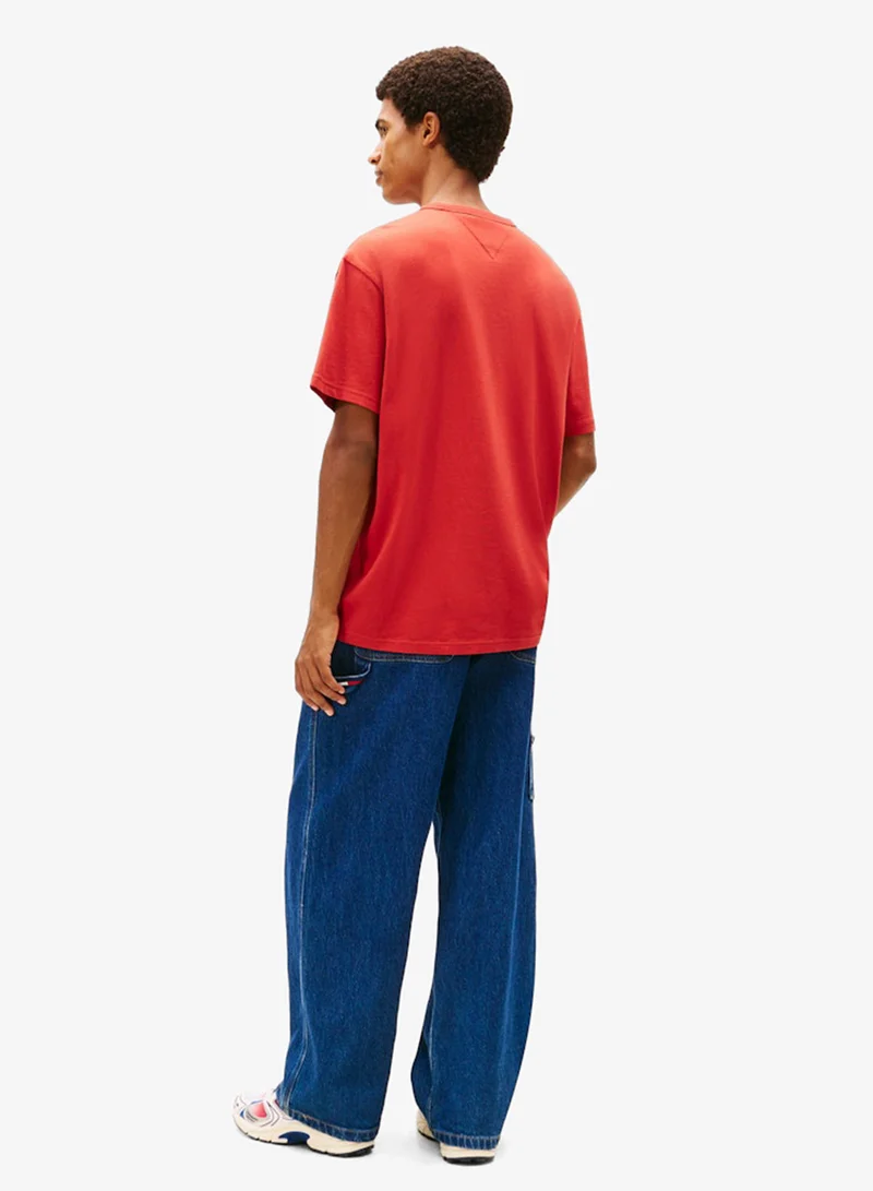 تومي جينز تيشيرت بياقة دائرية وشعار خطي