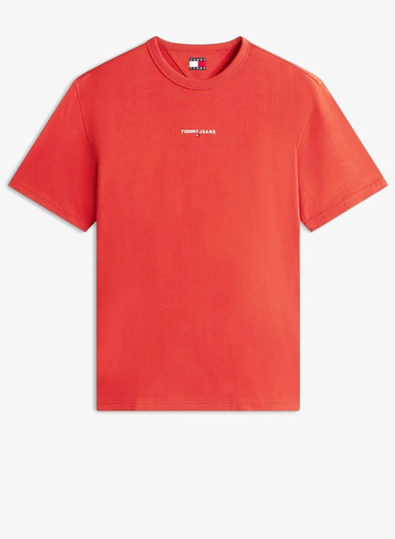 TOMMY JEANS  Linear Logo Embroidery Relaxed T-Shirt for Men | Best Price UAE