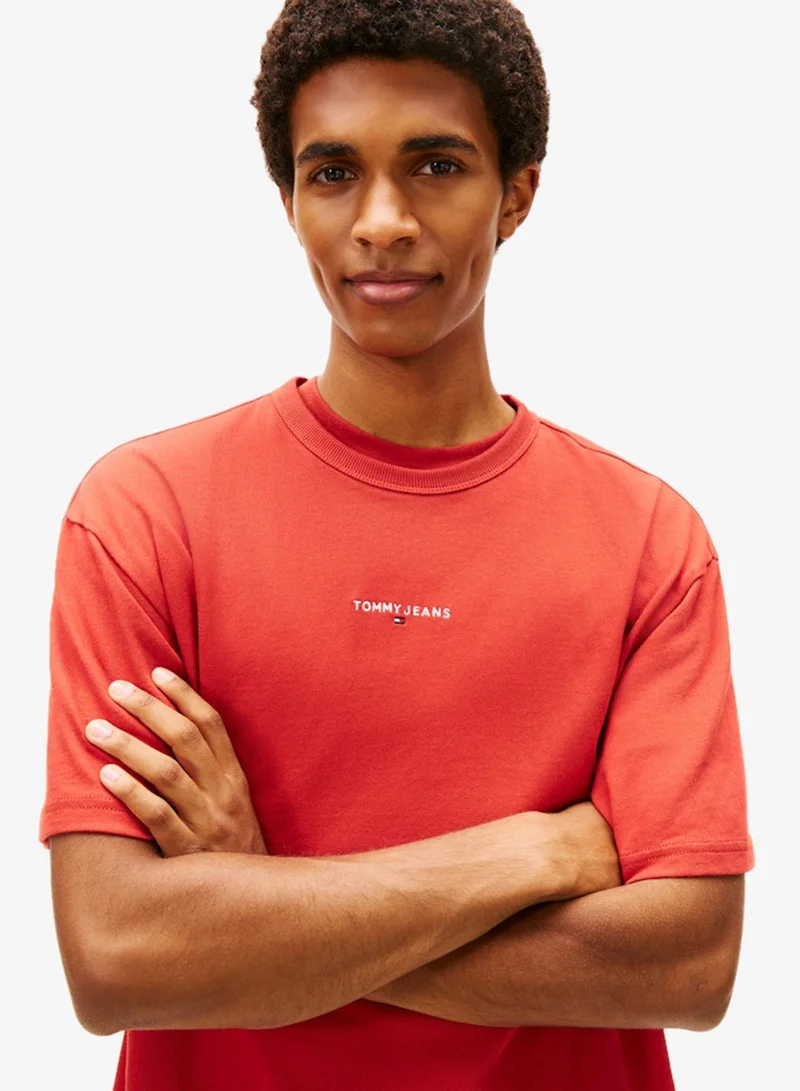 TOMMY JEANS  Linear Logo Embroidery Relaxed T-Shirt for Men | Best Price UAE