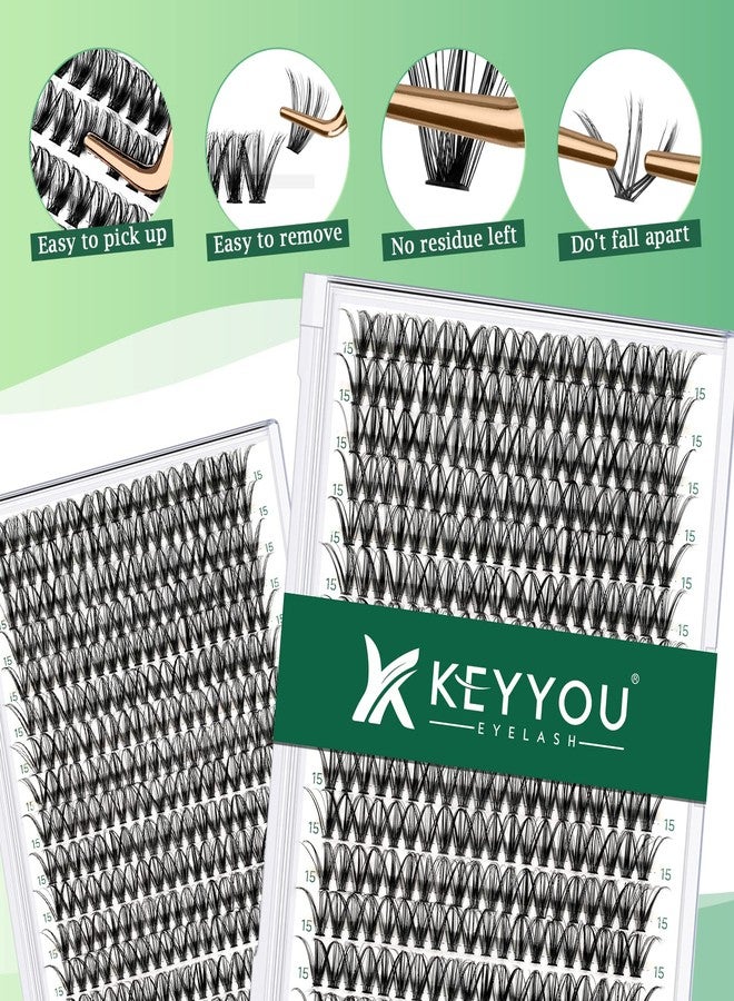 KEYYOU Eyelash Extensions, 300 Pieces, Cluster Lashes, 30D D Curl, 15 mm, Individual Eyelashes, Volume Natural, Gentle Eyelash Extension (30D-D-15) - Image 3