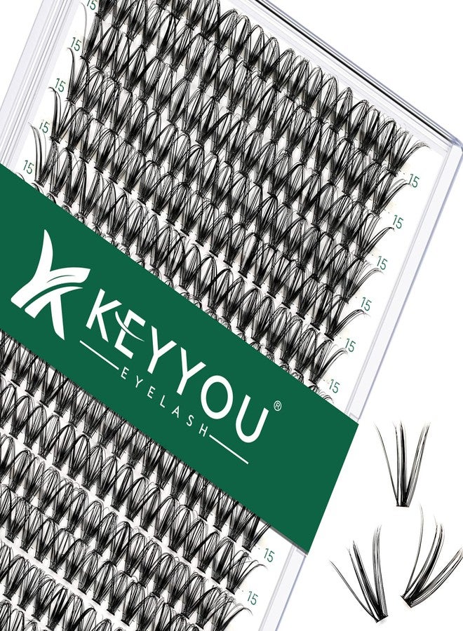 KEYYOU Eyelash Extensions, 300 Pieces, Cluster Lashes, 30D D Curl, 15 mm, Individual Eyelashes, Volume Natural, Gentle Eyelash Extension (30D-D-15) - Image 1