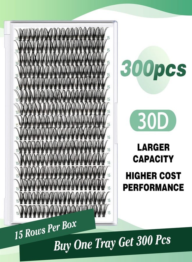 KEYYOU Eyelash Extensions, 300 Pieces, Cluster Lashes, 30D D Curl, 15 mm, Individual Eyelashes, Volume Natural, Gentle Eyelash Extension (30D-D-15) - Image 2