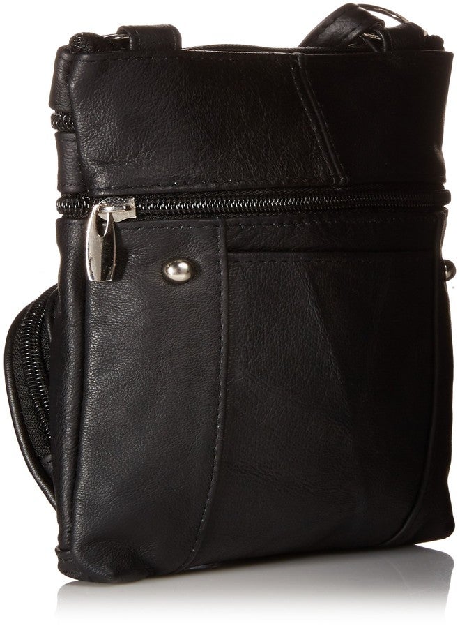 Roma Leathers حقيبة كتف أصلية من روما ليذرز، متعددة الجيوب، سوداء - Image 2
