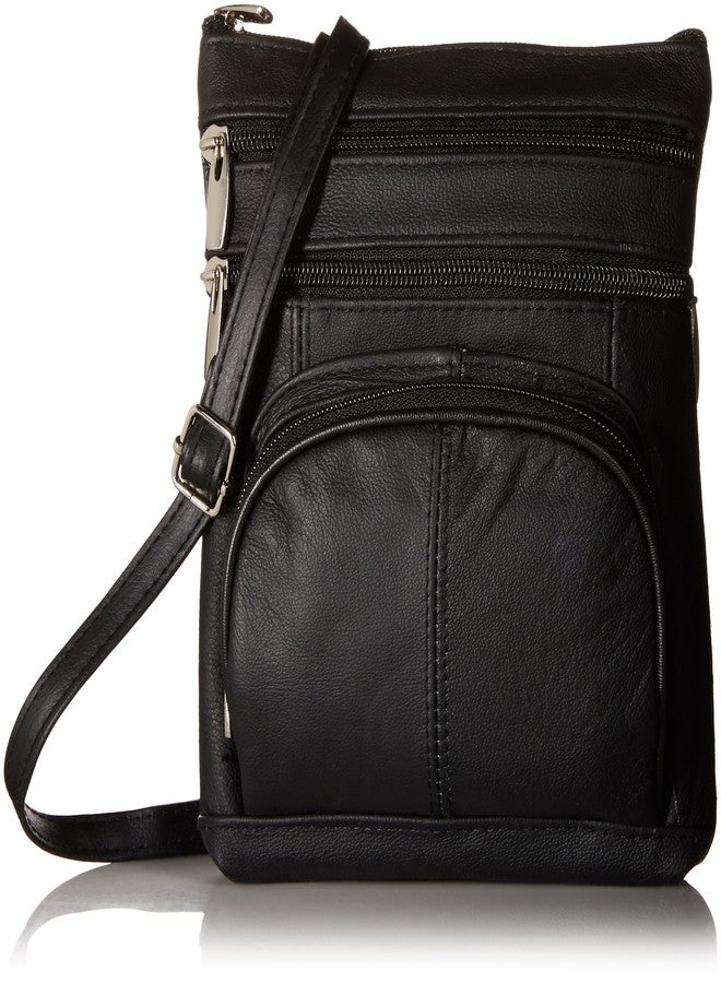 Roma Leathers حقيبة كتف أصلية من روما ليذرز، متعددة الجيوب، سوداء - Image 1