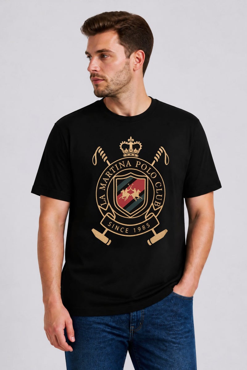 La Martina Men Crew Neck Short Sleeve Graphic Print T-Shirt, Black - Image 4