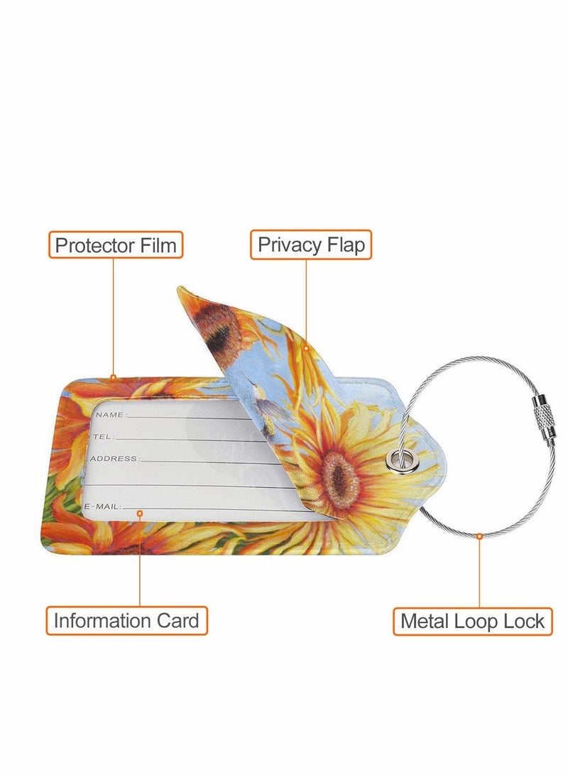 Luggage Tag for Suitacase, 2 Pcs Fintie Privacy Cover ID Label with Stainless Steel Loop and Address Card Travel Bag Suitcase - Image 2