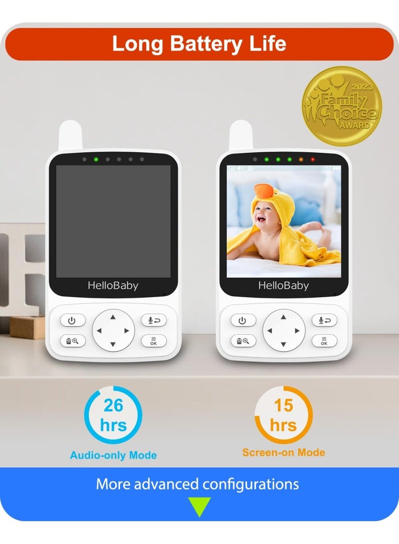 HelloBaby No WiFi Baby Monitor with Voice-Activated Night Vision,4" IPS Camera and Audio, 2-Way Talk and PTZ, 26H Battery and 1000ft Range, Portable for Nursery and Travel - Image 5