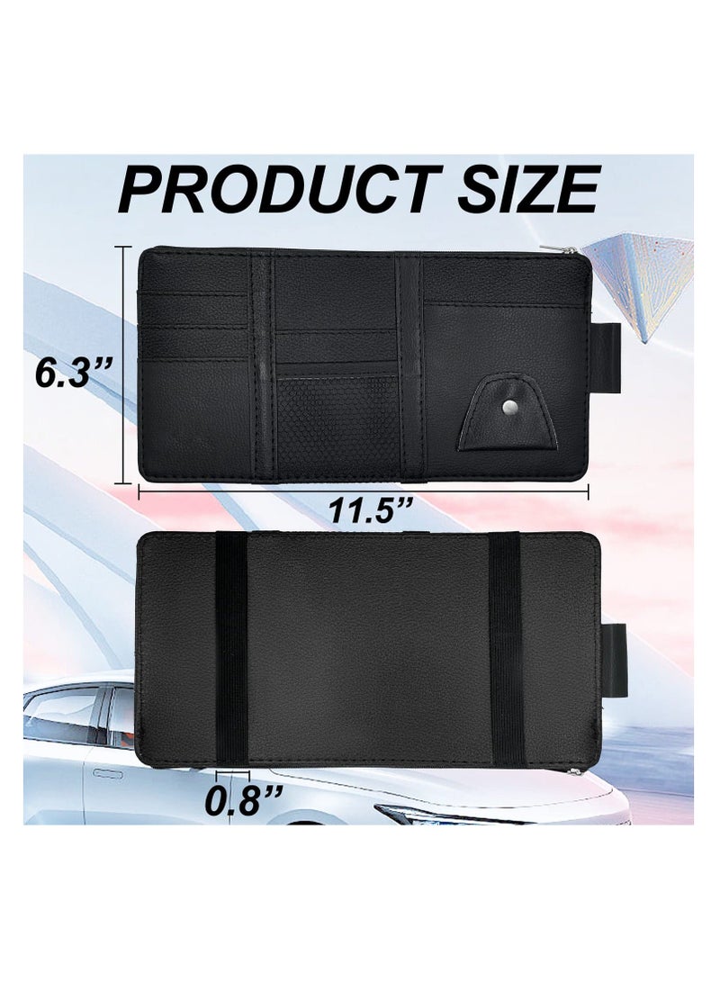 Y&D Car Sun Visor Organizer, 2Pcs Auto Interior Accessories Pocket Storage Pouch Holder with Zipper for Car, Truck, SUV, Jeep, RV, Black - Image 3