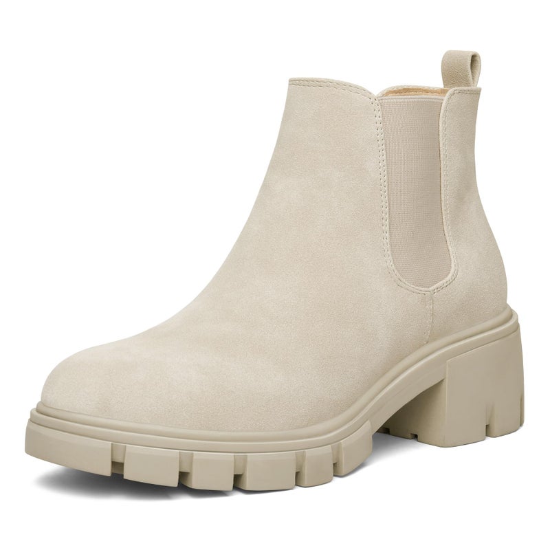 mysoft Women's Platform Chelsea Boots Lug Sole Slip On Chunky Block Heel Ankle Booties - Image 1