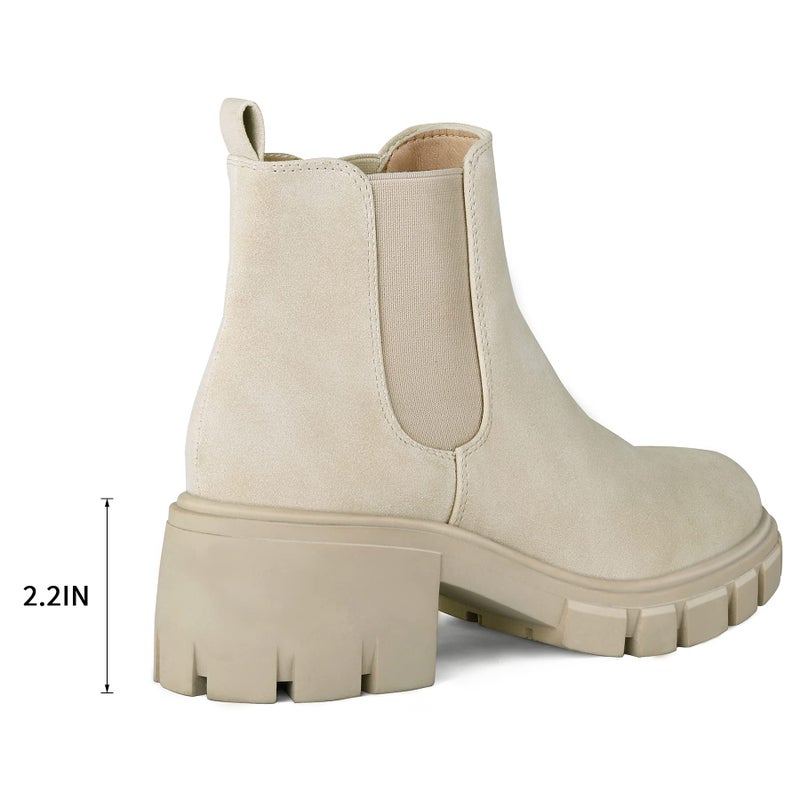 mysoft Women's Platform Chelsea Boots Lug Sole Slip On Chunky Block Heel Ankle Booties - Image 5