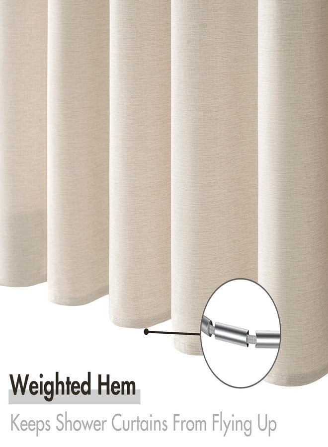 MIULEE Extra Long Linen Shower Curtain 90 Inches Long with 12 Metal Hooks Washable Beige Fabric Shower Curtain Set Waterproof Neutral Thick Cloth Shower Curtains for Bathroom Hotel Bathtub, Cream - Image 5