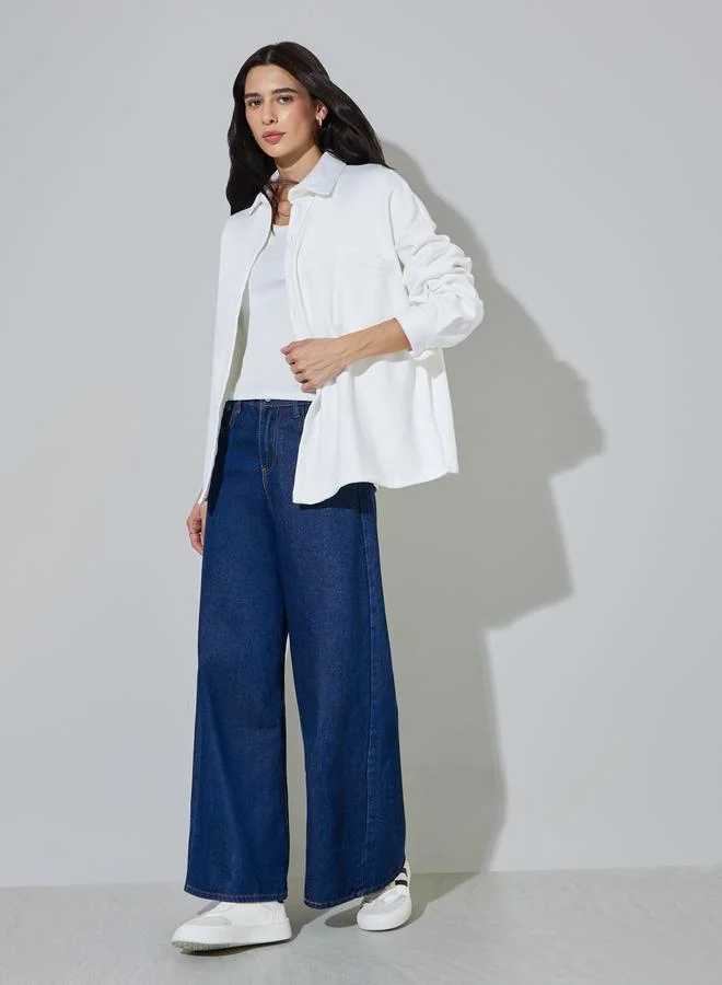 ستايلي White Relaxed Fit Longline Shacket