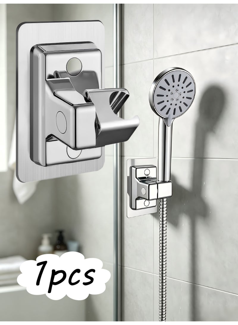 Shower Head Holders, Universal Shower Head Plastic Handheld Showerhead Bracket Adjustable Bracket Wall Mount for Bathroom with Adhesive Stick - Image 1