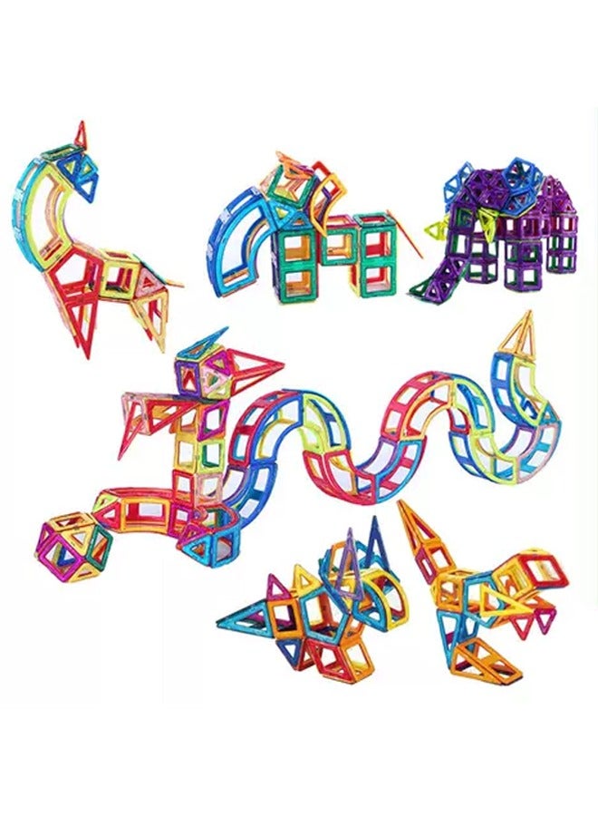 Loquat Magnetic Tiles Blocks Building Toys Set for Kids,STEM Magnetic Stacking Toys for Boys and Girls,Educational Birthday Gift with Castle Cards  Storage Bag-97PCS - Image 4