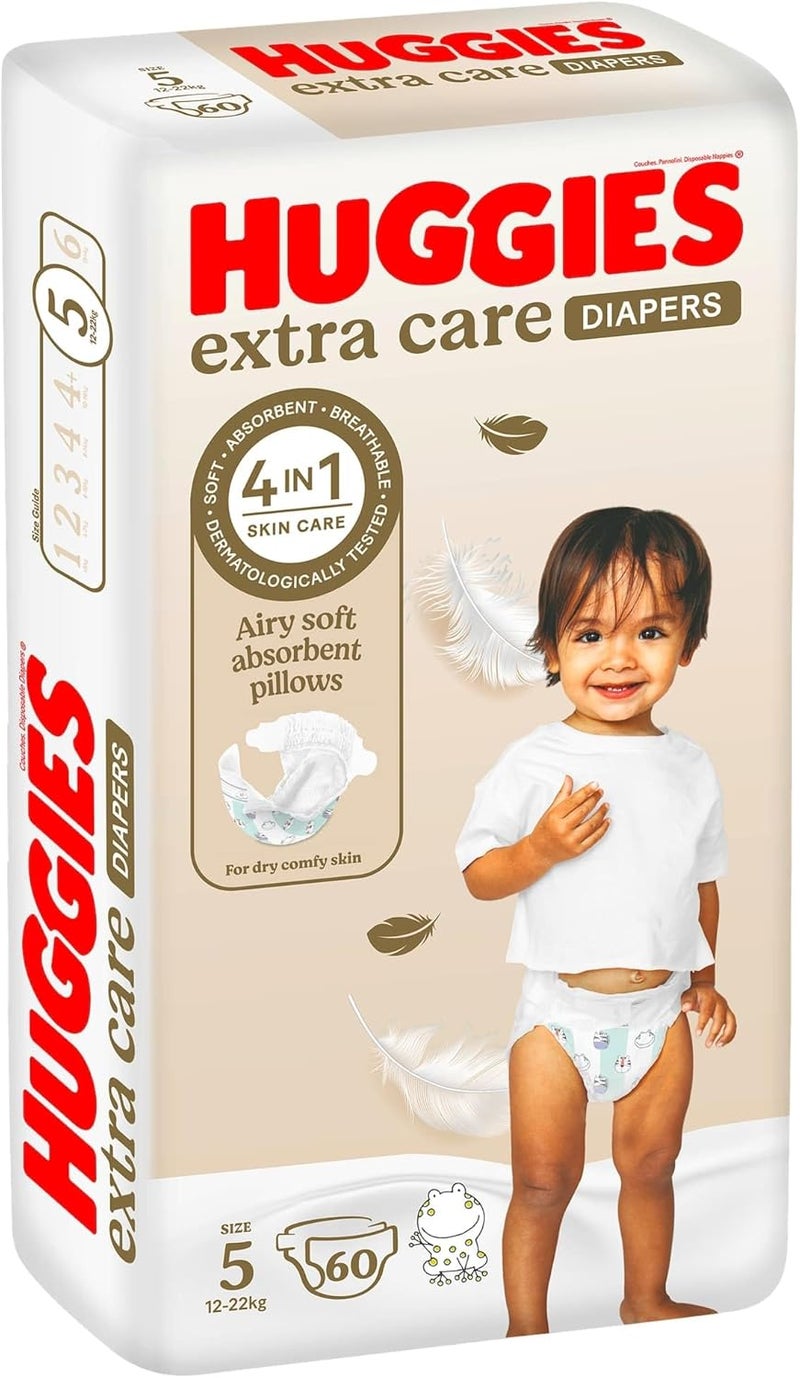 Huggies Extra Care, Size 5, 12 -22 kg, Jumbo Pack, 60 Diapers - Image 2
