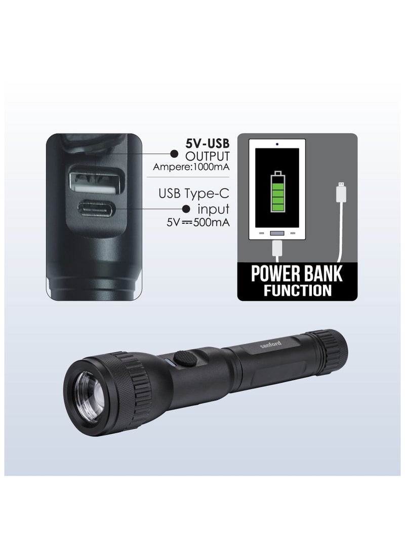 Sanford Powerful 10W Rechargeable LED Search Light with Rotating head for adjustable Focus, power bank function, Breakout tool  - Image 3