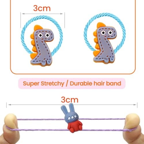 kapimo 20 Pcs Mix Elastic Hair Rubber Bands for Girls Kids Baby Hair Ties Hairband Accessories Fancy Cute Patterns - Image 5
