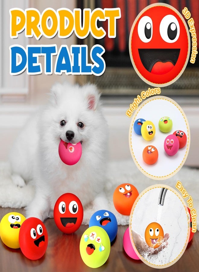 Hungdao 12 Pcs Latex Squeaky Dog Toys Funny Face Squeaky Dog Balls Soft Rubber Interactive Fetch Play Balls for Mini Small Breeds Puppy Pet Teething Training - Image 4
