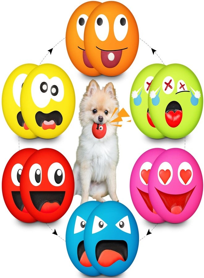 Hungdao 12 Pcs Latex Squeaky Dog Toys Funny Face Squeaky Dog Balls Soft Rubber Interactive Fetch Play Balls for Mini Small Breeds Puppy Pet Teething Training - Image 1