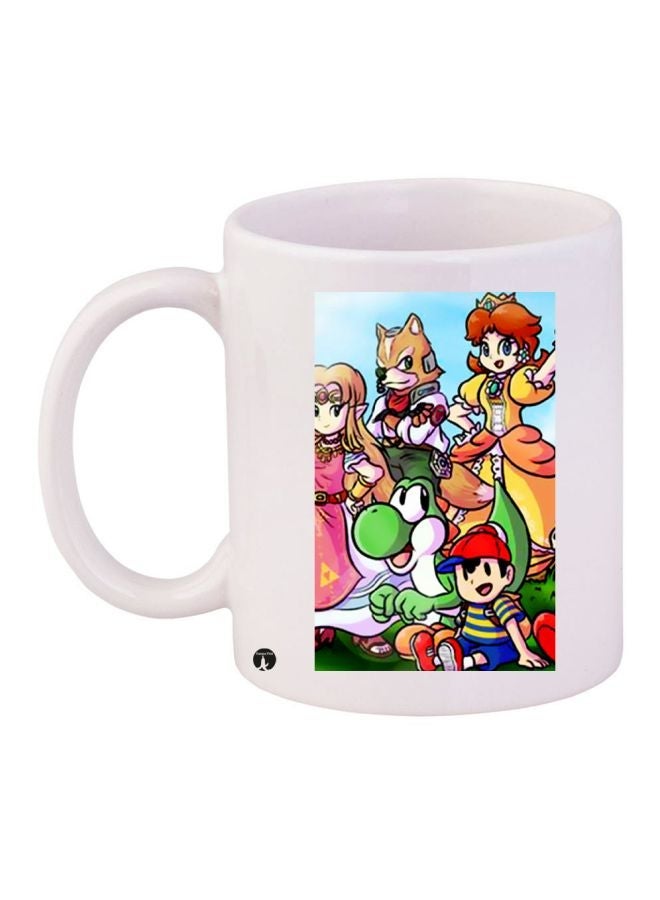 RYN Cartoon Printed Coffee Mug White/Red/Green 11ounce