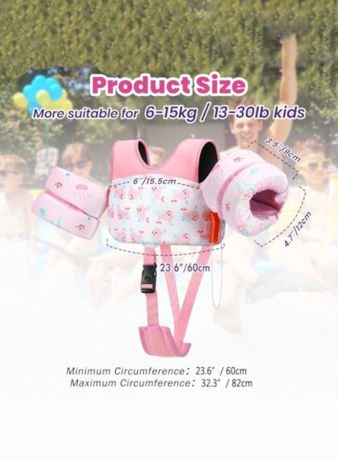 Swim Vest for Kids, Toddler Pool Floaties Fit 1-2-3 Years(6-15KG), Baby Arm Floaties with Adjustable Strap, Swim Jacket Water Wing Arm Band, Beach Boat Jumper Children Learn to Swim - Image 2