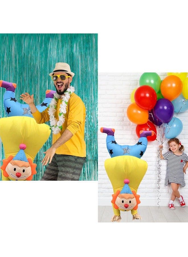 زي مهرج قابل للنفخ للبالغين والمراهقين تنفجر بدلة - سريع التنفجر تنفجر بدلة البوليستر مع مقاومة مروحة المياه المدمجة - لهالوين والحفلات ذات المواضيع والكوسبلاي والأحداث السيركية - سهل ارتدائها - Image 4