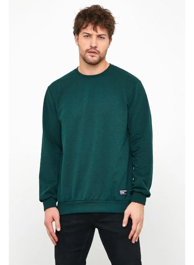 Mmetalic  Men's Dark Green Crew Neck Sweatshirt for Men | Best Price UAE