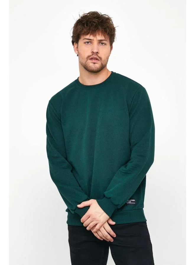 Mmetalic  Men's Dark Green Crew Neck Sweatshirt for Men | Best Price UAE