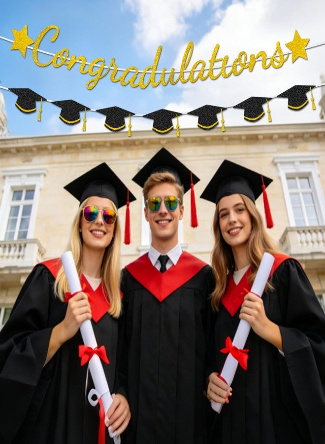 Chambom Graduation Decorations Banner 2026 - Congratulations Banner Graduation Party Decorations Gold Glitter Congrats Grad Banners Decor for Home College High School Party Supplies - Image 5