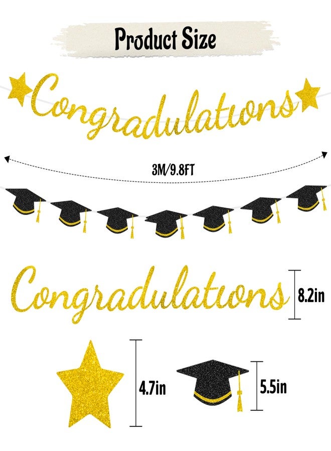 Chambom Graduation Decorations Banner 2026 - Congratulations Banner Graduation Party Decorations Gold Glitter Congrats Grad Banners Decor for Home College High School Party Supplies - Image 4