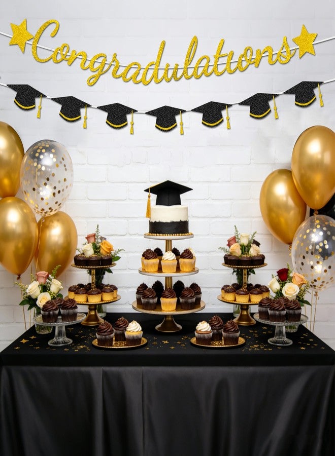 Chambom Graduation Decorations Banner 2026 - Congratulations Banner Graduation Party Decorations Gold Glitter Congrats Grad Banners Decor for Home College High School Party Supplies - Image 2