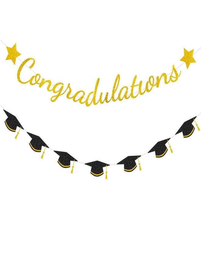 Chambom Graduation Decorations Banner 2026 - Congratulations Banner Graduation Party Decorations Gold Glitter Congrats Grad Banners Decor for Home College High School Party Supplies - Image 1
