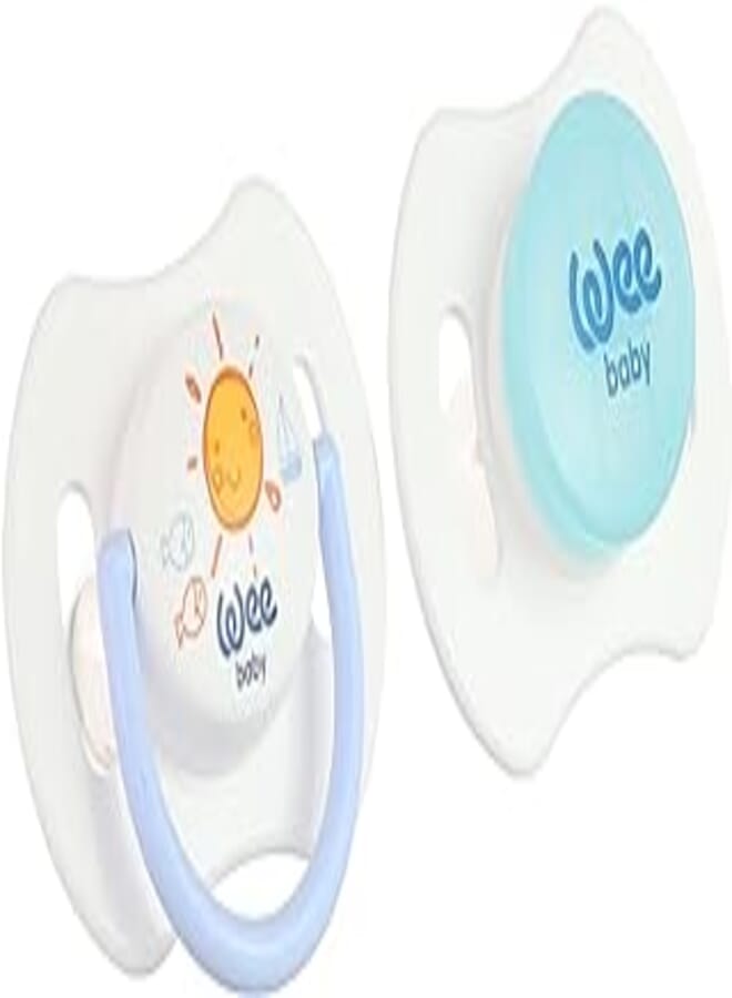 Wee Baby 152 Printed Soother Set - 2 Pieces - Baby Blue