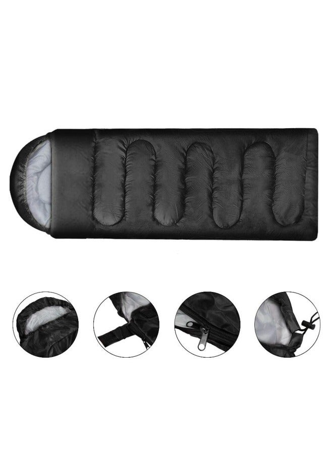 GGEROU أكياس نوم تخييم خفيفة الوزن مع حقيبة ضغط بتصميم سحاب مناسبة للطقس الدافئ والبارد مثالية للمشي والسفر والمغامرات الخارجية باللون الأسود - Image 2