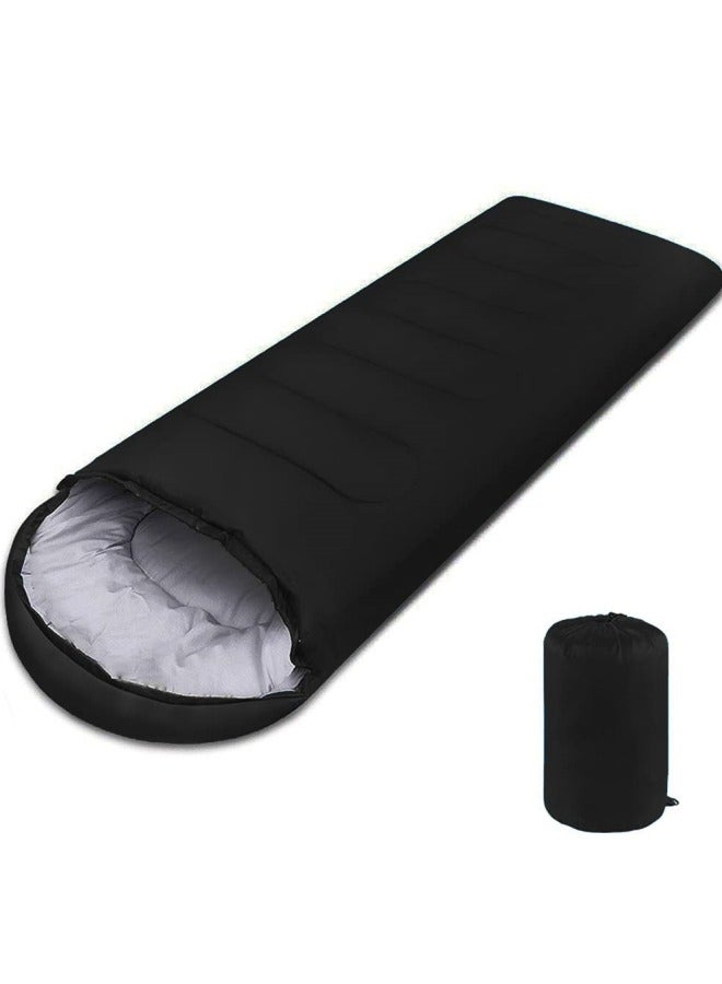 GGEROU أكياس نوم تخييم خفيفة الوزن مع حقيبة ضغط بتصميم سحاب مناسبة للطقس الدافئ والبارد مثالية للمشي والسفر والمغامرات الخارجية باللون الأسود - Image 1