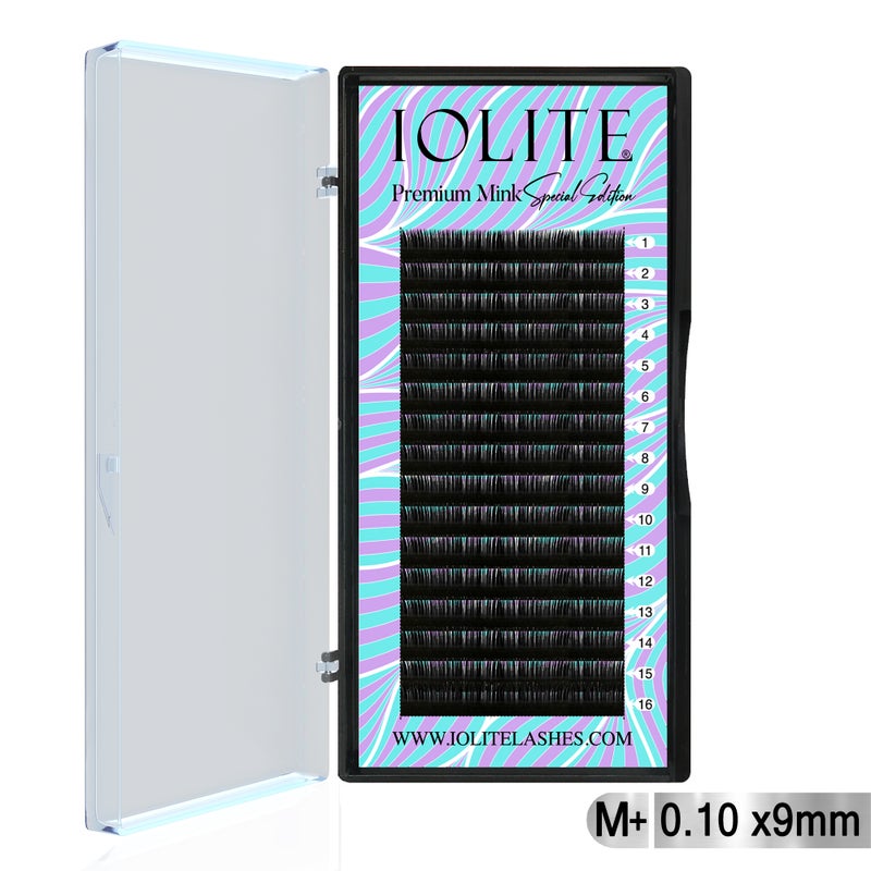 IOLITE Premium Mink False Eyelash Extension M+ Curl Individual Lashes.10T 6 to 15mm & Mix - 9MM