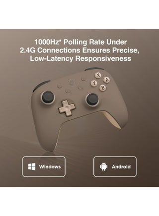 وحدة تحكم لاسلكية 8Bitdo Ultimate 2C لأجهزة الكمبيوتر التي تعمل بنظامي التشغيل Windows و Android، مع معدل استجابة 1000 هرتز، وعصي تحكم تعمل بتقنية تأثير هول، ومحفزات هول، ومصدات L4/R4 قابلة لإعادة التعيين (براوني). - view 5