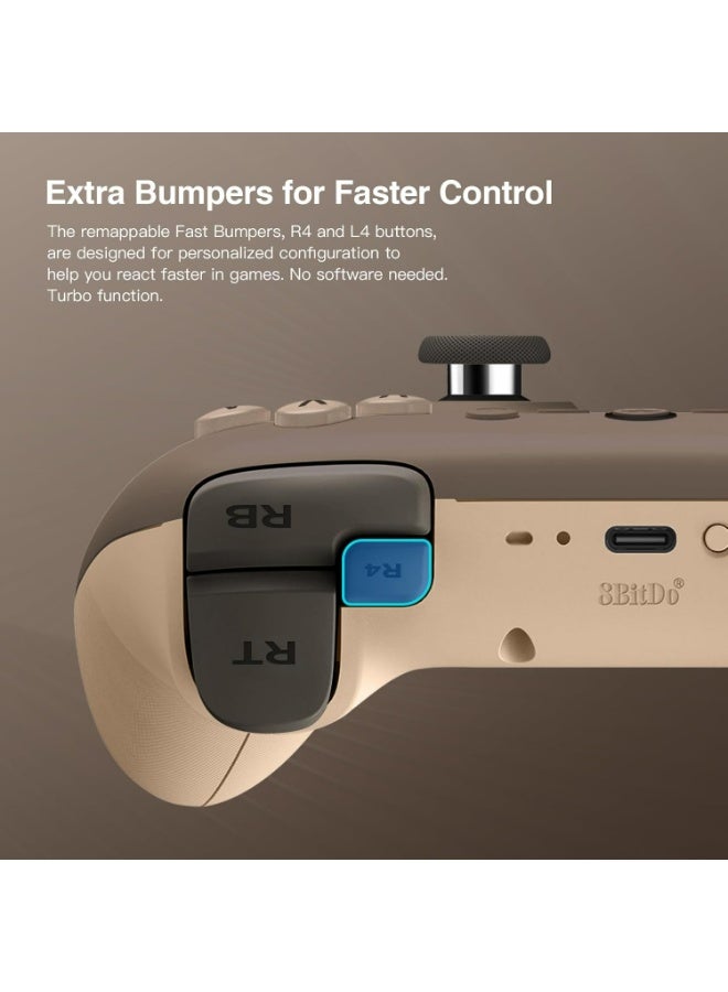 8Bitdo Ultimate 2C Wireless Controller for Windows PC and Android, with 1000Hz Polling Rate, Hall Effect Joysticks and Hall Triggers, and Remappable L4/R4 Bumpers (Brownie) - Image 4