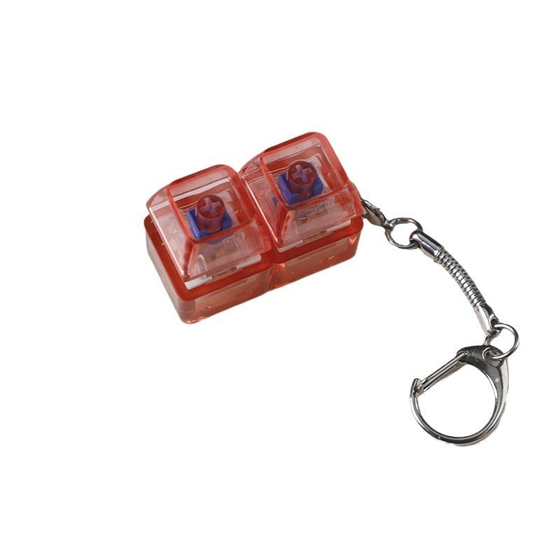 PC fully transparent material decompression shaft tester press sound crisp 2 holes 3 holes 4 holes key chain with light transparent cap 2-hole red transparent with light * 1 