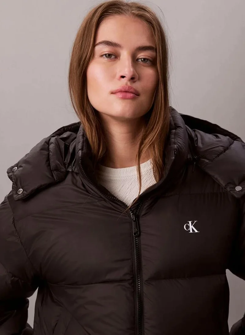 Calvin Klein Jeans black Short Down Puffer Jacket for Women | Best Price UAE