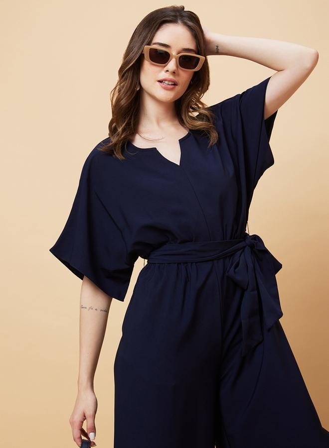 جلو باص جمبسوت جلوبس بأكمام كيمونو وربطة خصر وأرجل مستقيمة - Image 2