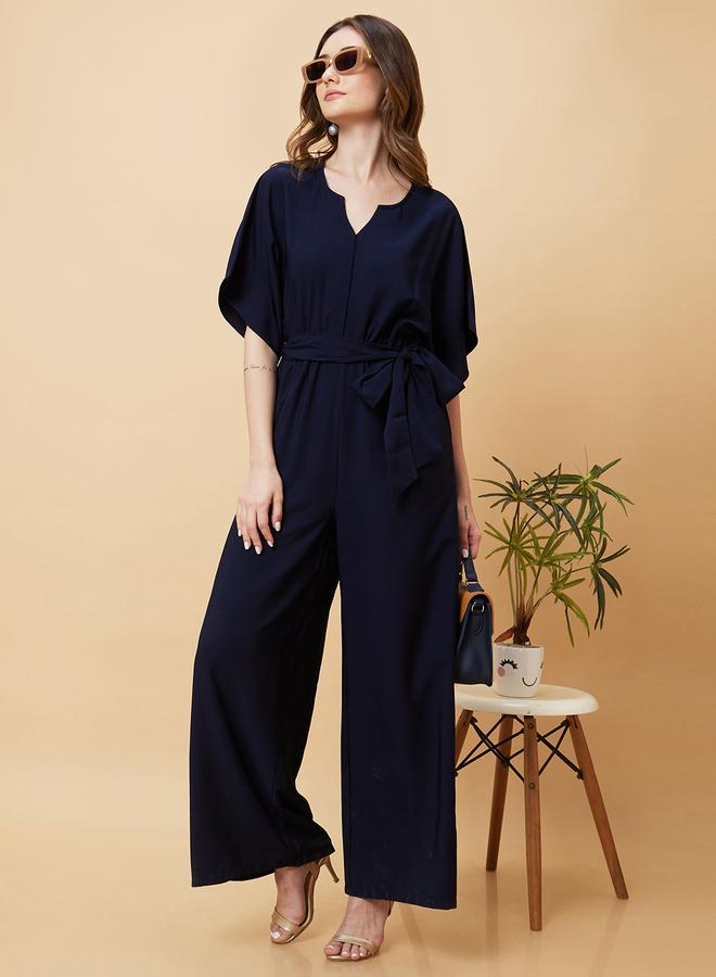 جلو باص جمبسوت جلوبس بأكمام كيمونو وربطة خصر وأرجل مستقيمة - Image 1