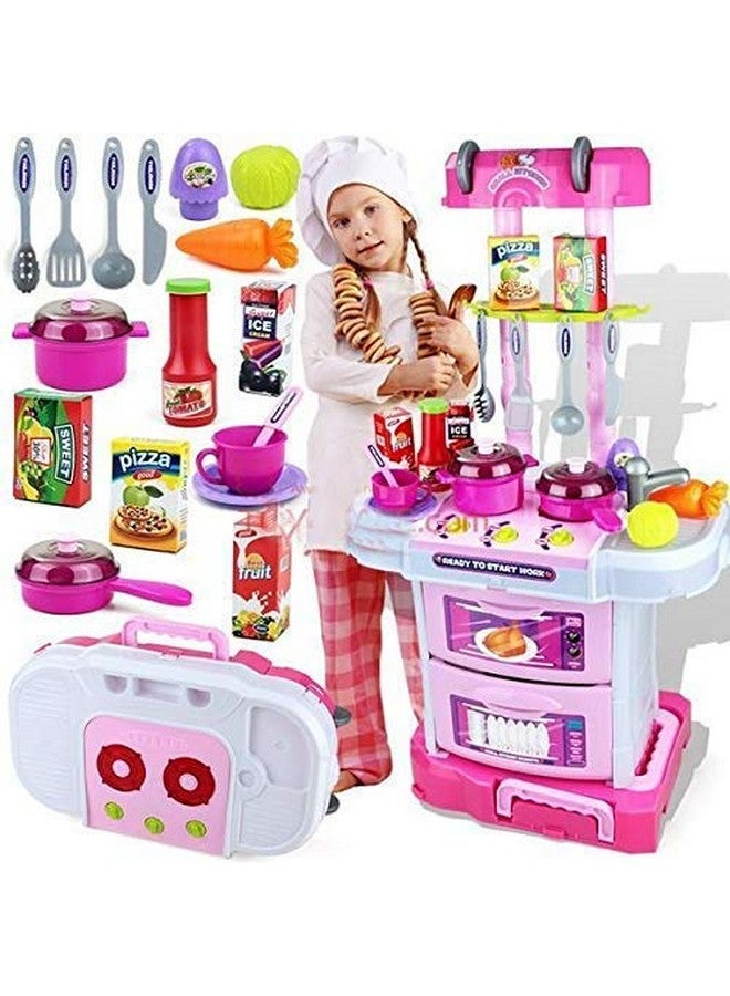 اتش اس انتربرايز مجموعة مطبخ 3 في 1 من إتش إس إنتربرايز، حقيبة سفر للأطفال | تتضمن ألعابًا وأواني ومقالي وأطباقًا وأدوات طعام، مصنوعة من بلاستيك ABS، مناسبة للأولاد والبنات. - Image 1