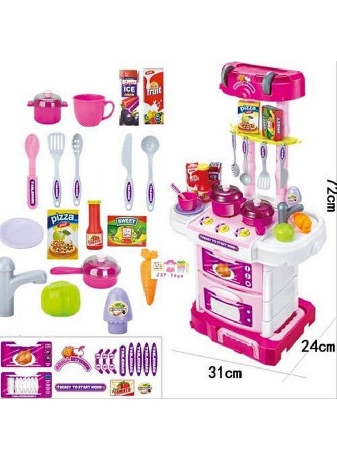 اتش اس انتربرايز مجموعة مطبخ 3 في 1 من إتش إس إنتربرايز، حقيبة سفر للأطفال | تتضمن ألعابًا وأواني ومقالي وأطباقًا وأدوات طعام، مصنوعة من بلاستيك ABS، مناسبة للأولاد والبنات. - Image 4