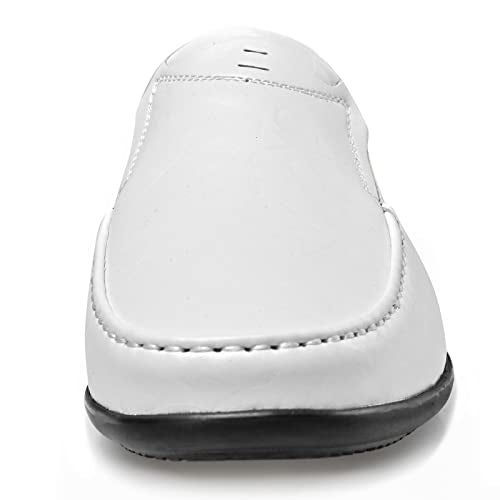 LUODENGLANG Loafer Premium Genuine Leather Men's Casual Shoes Slip On Mens Driving Penny Loafers for Men Lightweight Breathable White 10 M44 - Image 2